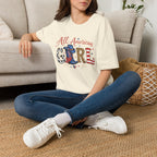 All American Girl T-Shirt — Patriotic USA Leopard & Flag Graphic Tee