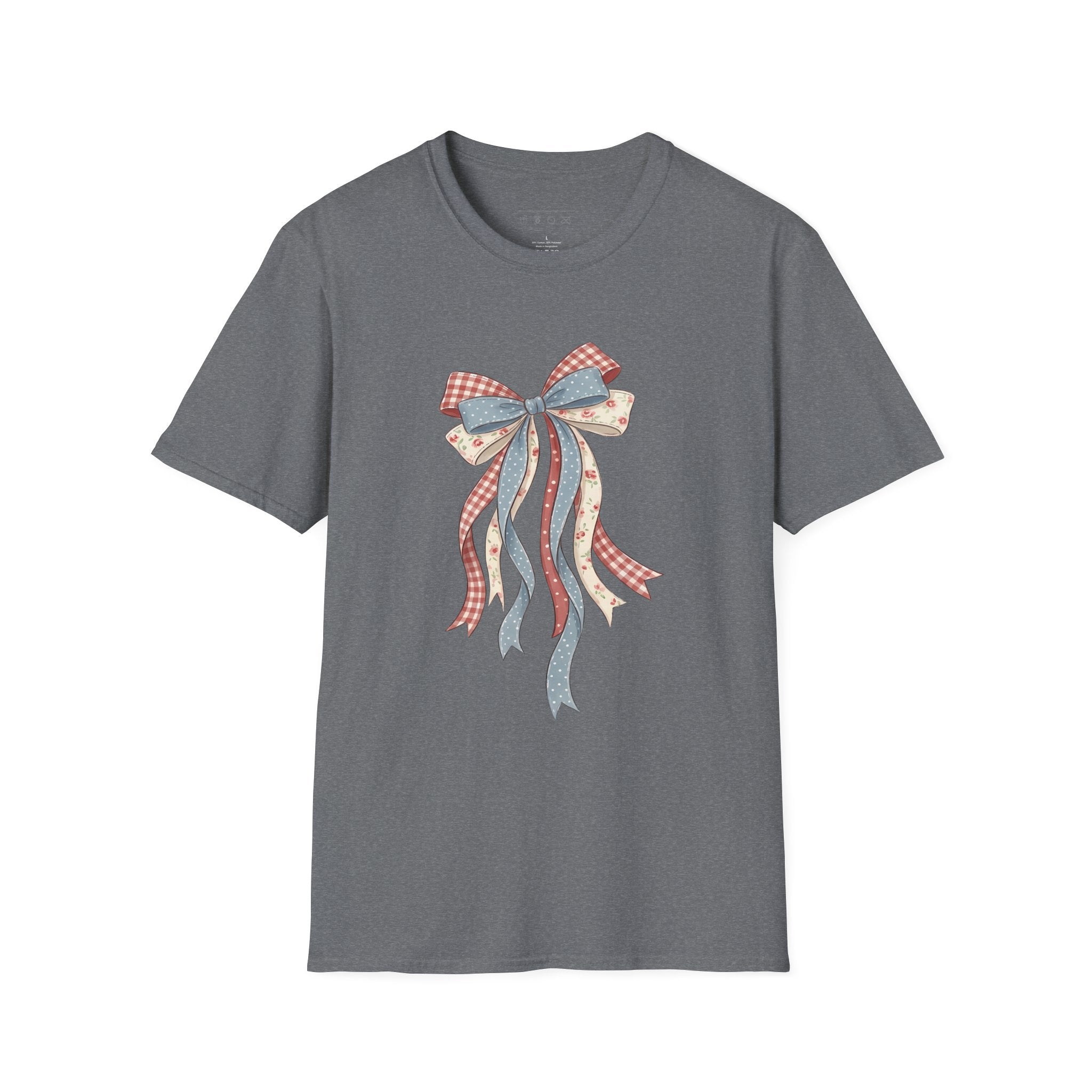 Bow Ribbon T-Shirt — Vintage Americana Floral & Gingham Bow Tee