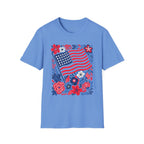 American Flag Floral T-Shirt — Patriotic Stars & Stripes Tee
