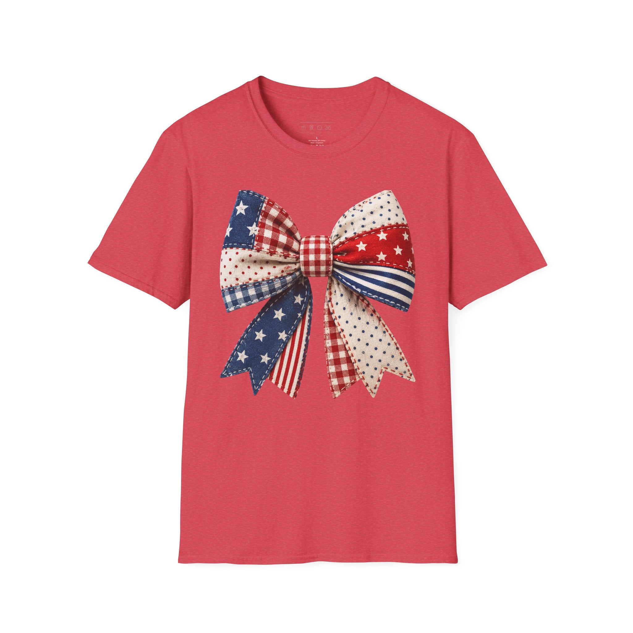 Patriotic Bow T-Shirt — Vintage American Flag Ribbon Tee