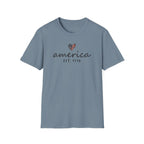 America Est. 1776 Heart T-Shirt — Patriotic USA Independence Day Tee