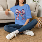 Patriotic Red White Blue Bow T-Shirt — 4th of July Americana Graphic Tee