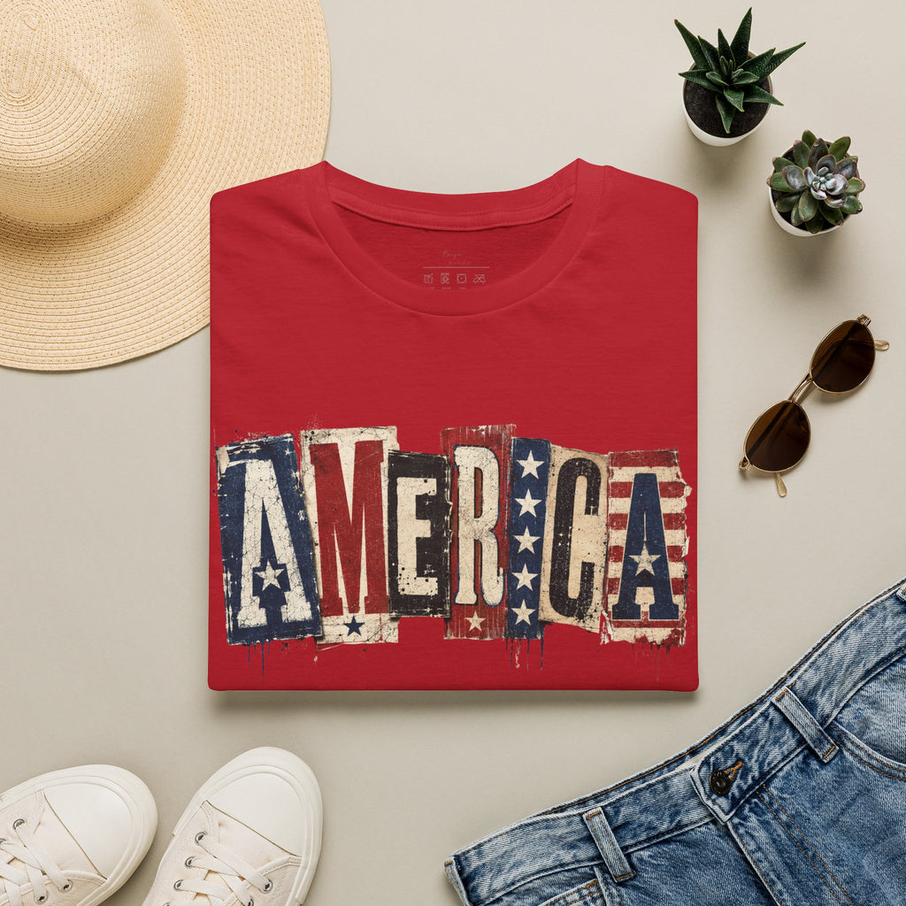 America Vintage Flag T-Shirt — Patriotic USA Graphic Tee for 4th of July