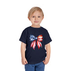 Toddler Tee — Patriotic American Flag Bow Graphic (4th of July Kids Shirt)