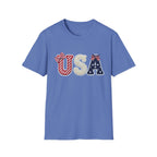 USA Applique T-Shirt — Patriotic 4th of July Flag Letter Tee