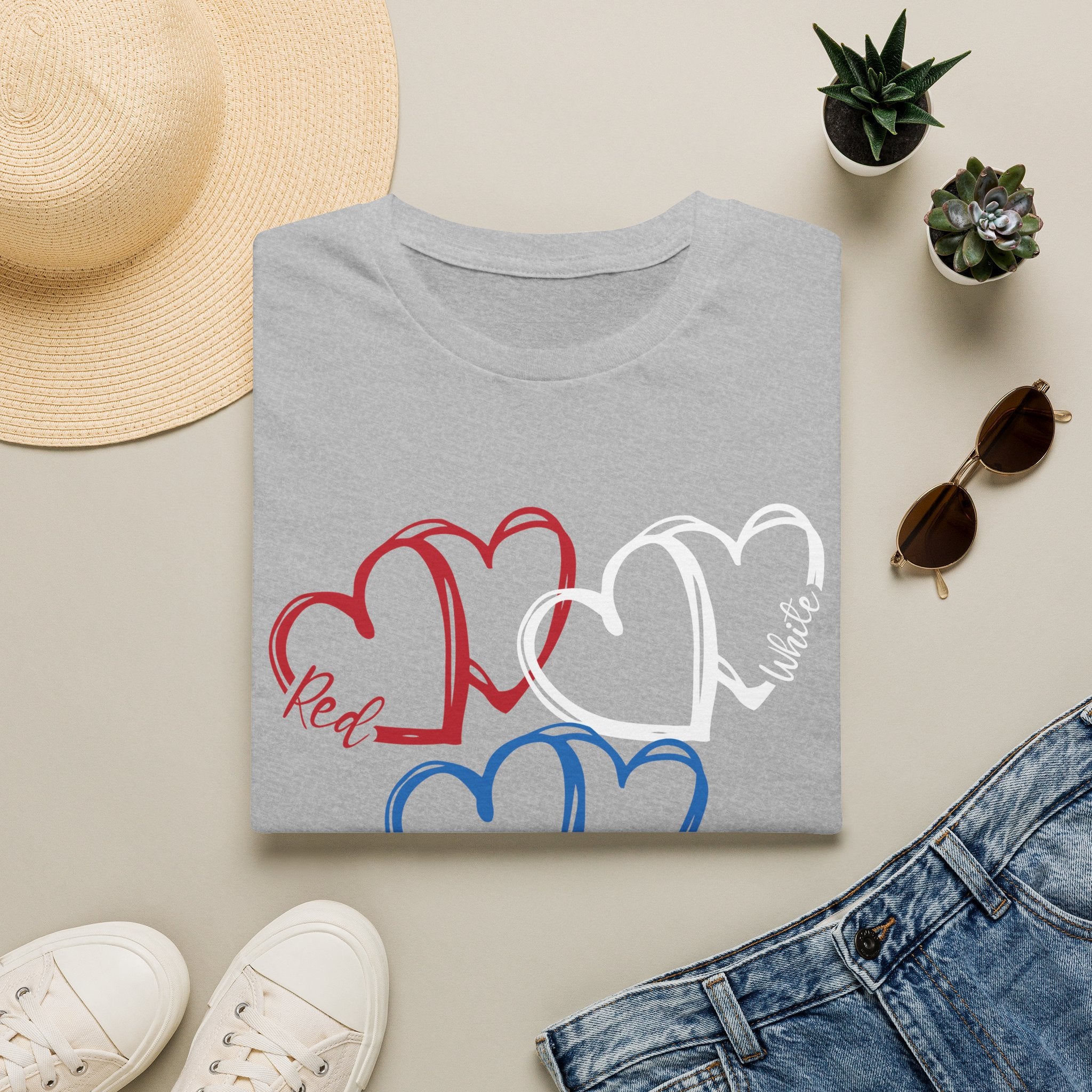 Patriotic Red White & Blue Heart T-Shirt