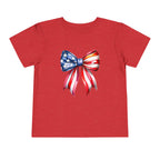 Toddler Tee — Patriotic American Flag Bow Graphic (4th of July Kids Shirt)