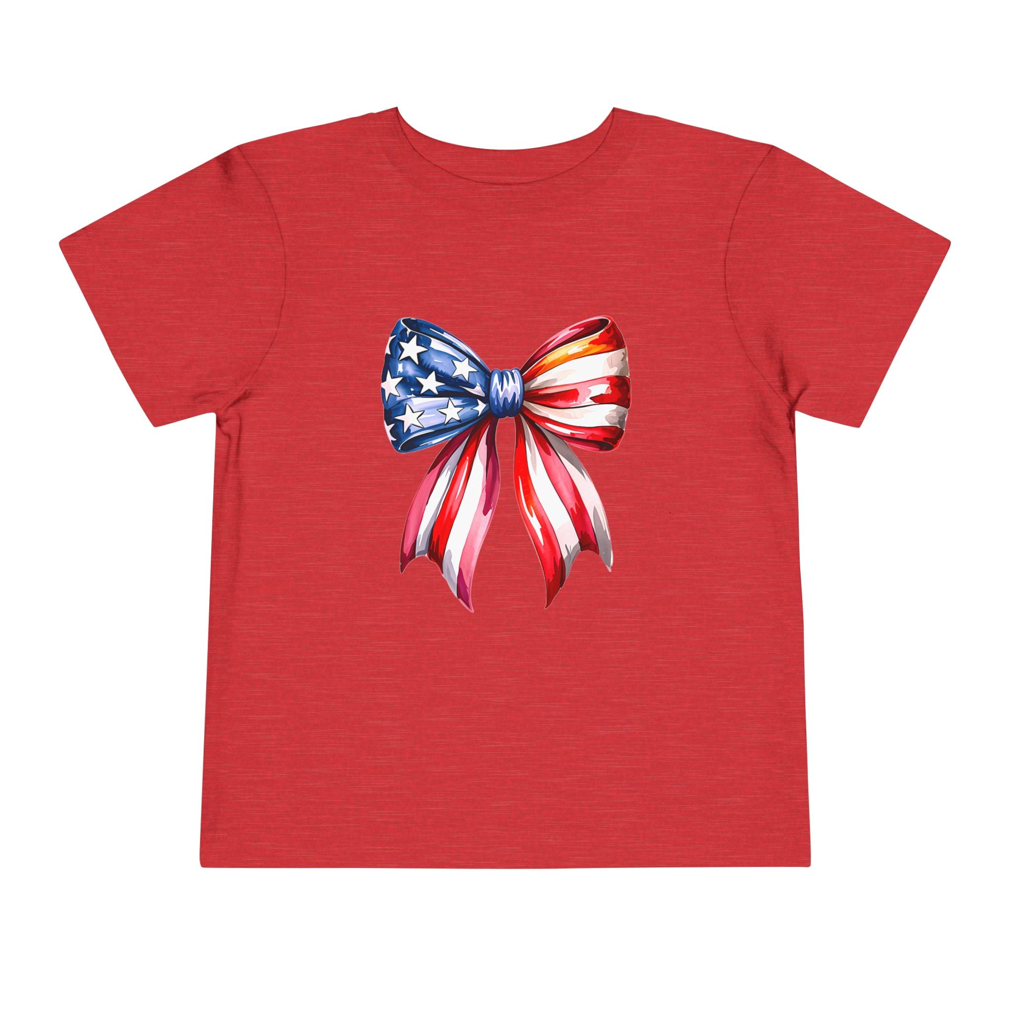 Toddler Tee — Patriotic American Flag Bow Graphic (4th of July Kids Shirt)