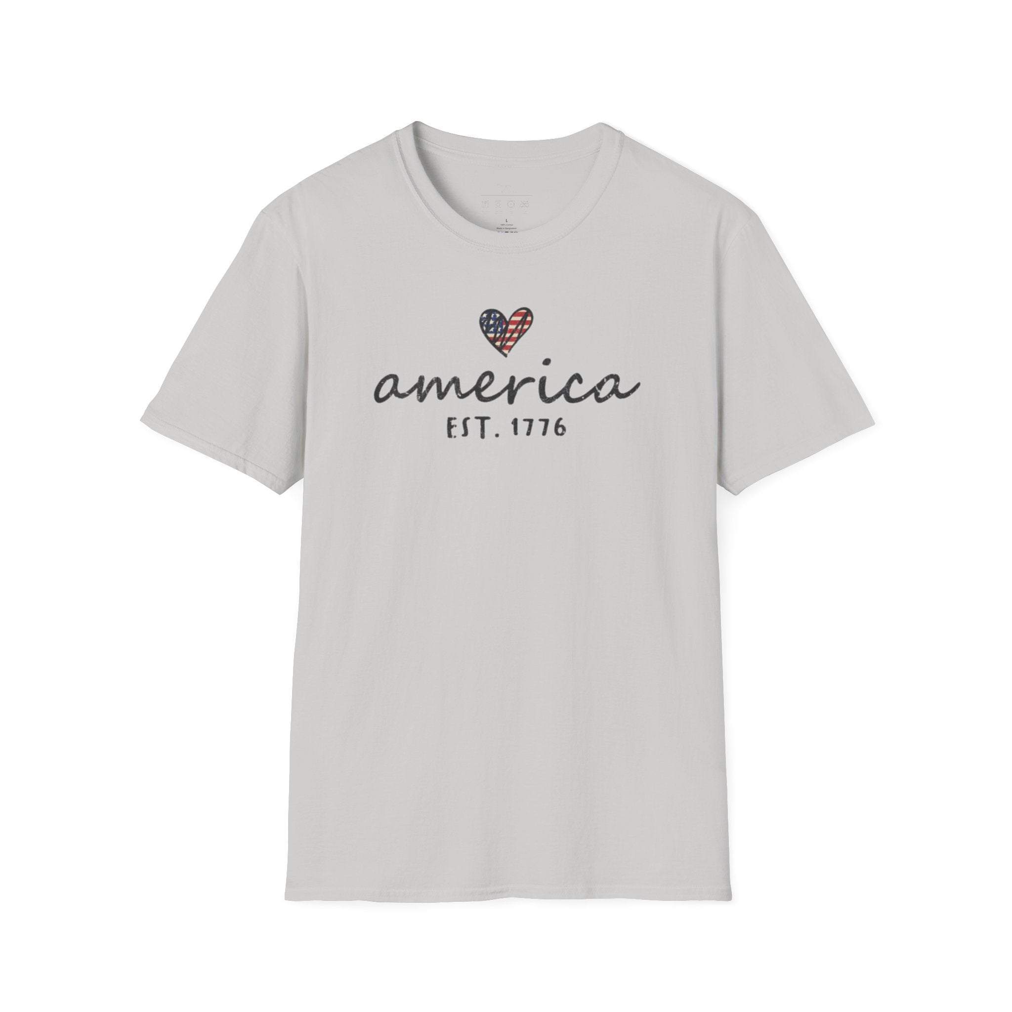 America Est. 1776 Heart T-Shirt — Patriotic USA Independence Day Tee