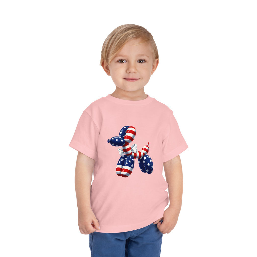 Toddler Tee Patriotic Balloon Dog  — USA Flag 4th of July Shirt