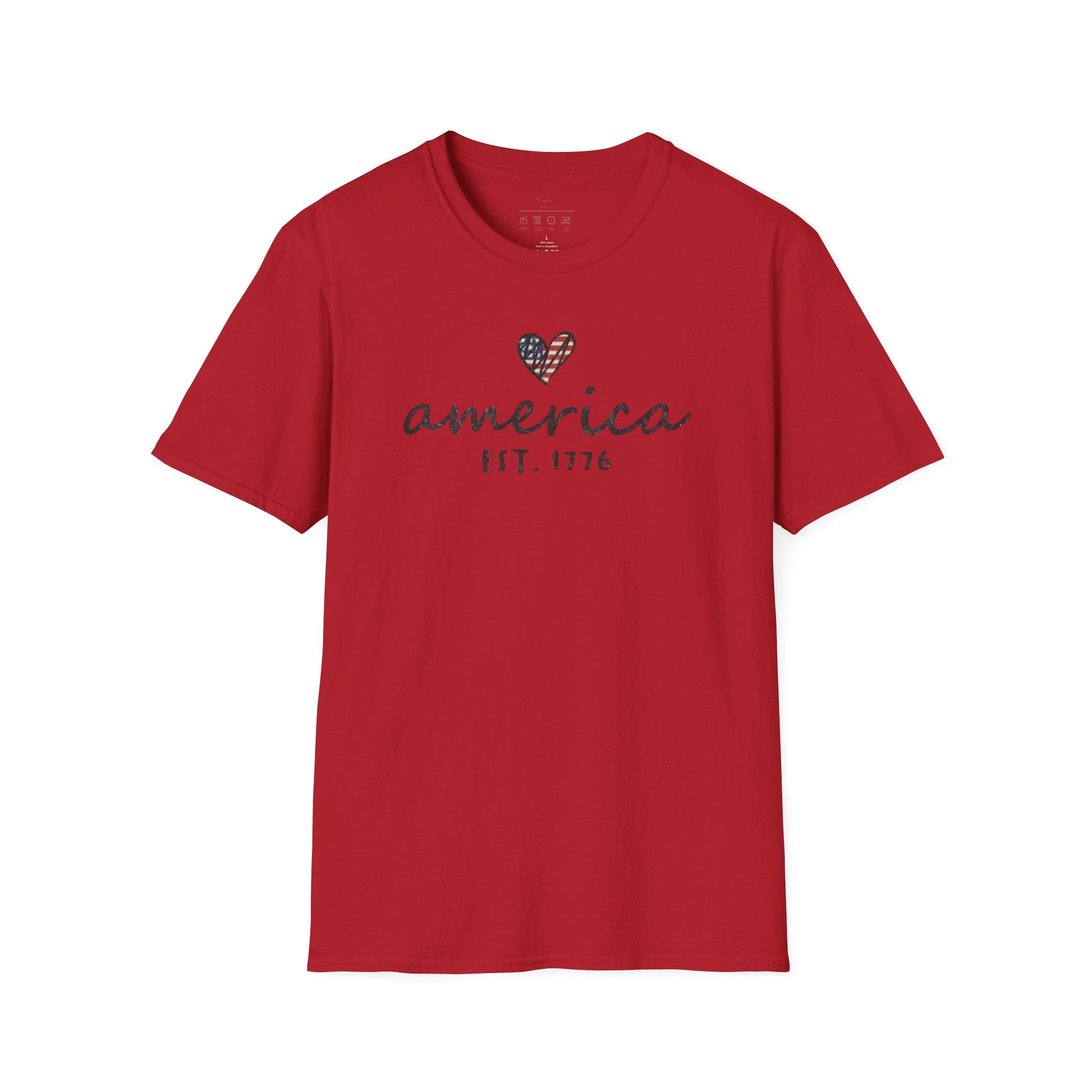 America Est. 1776 Heart T-Shirt — Patriotic USA Independence Day Tee