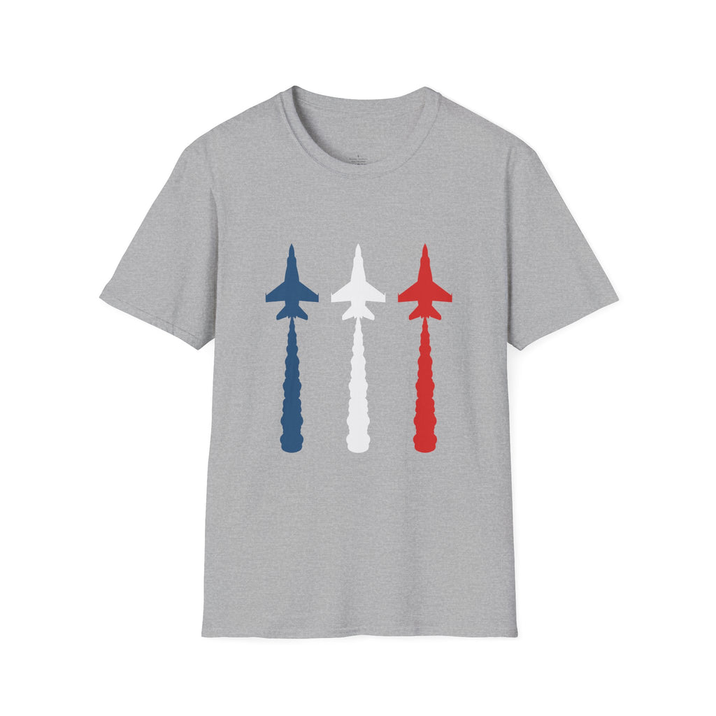 Patriotic Fighter Jet T-Shirt — Red White & Blue Military Aircraft Tee