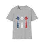 Patriotic Fighter Jet T-Shirt — Red White & Blue Military Aircraft Tee