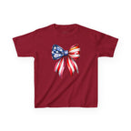 Youth, Kids Tee — Patriotic American Flag Bow Graphic (Fourth of July)