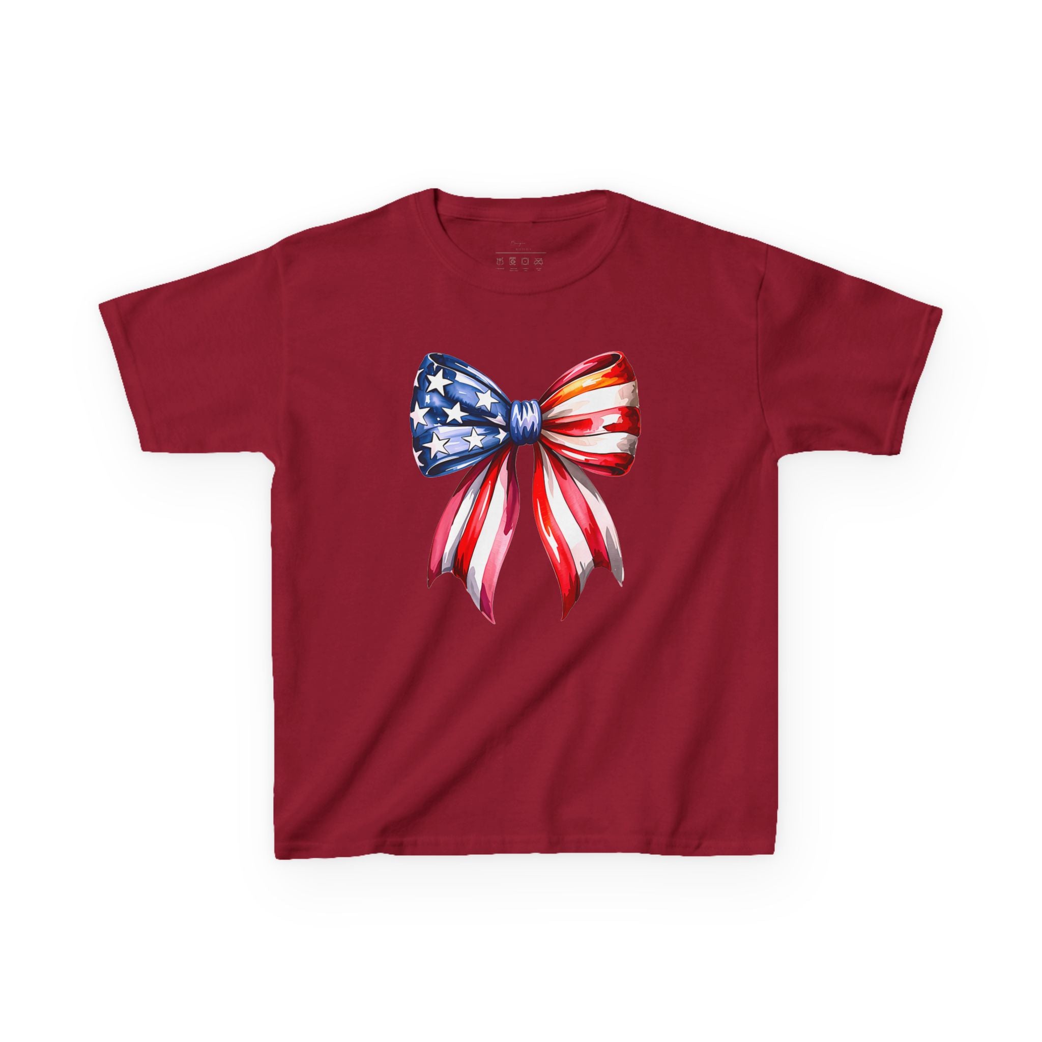 Youth, Kids Tee — Patriotic American Flag Bow Graphic (Fourth of July)