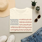 Floral American Flag T-Shirt — Patriotic Red & Blue Botanical Tee for 4th of July