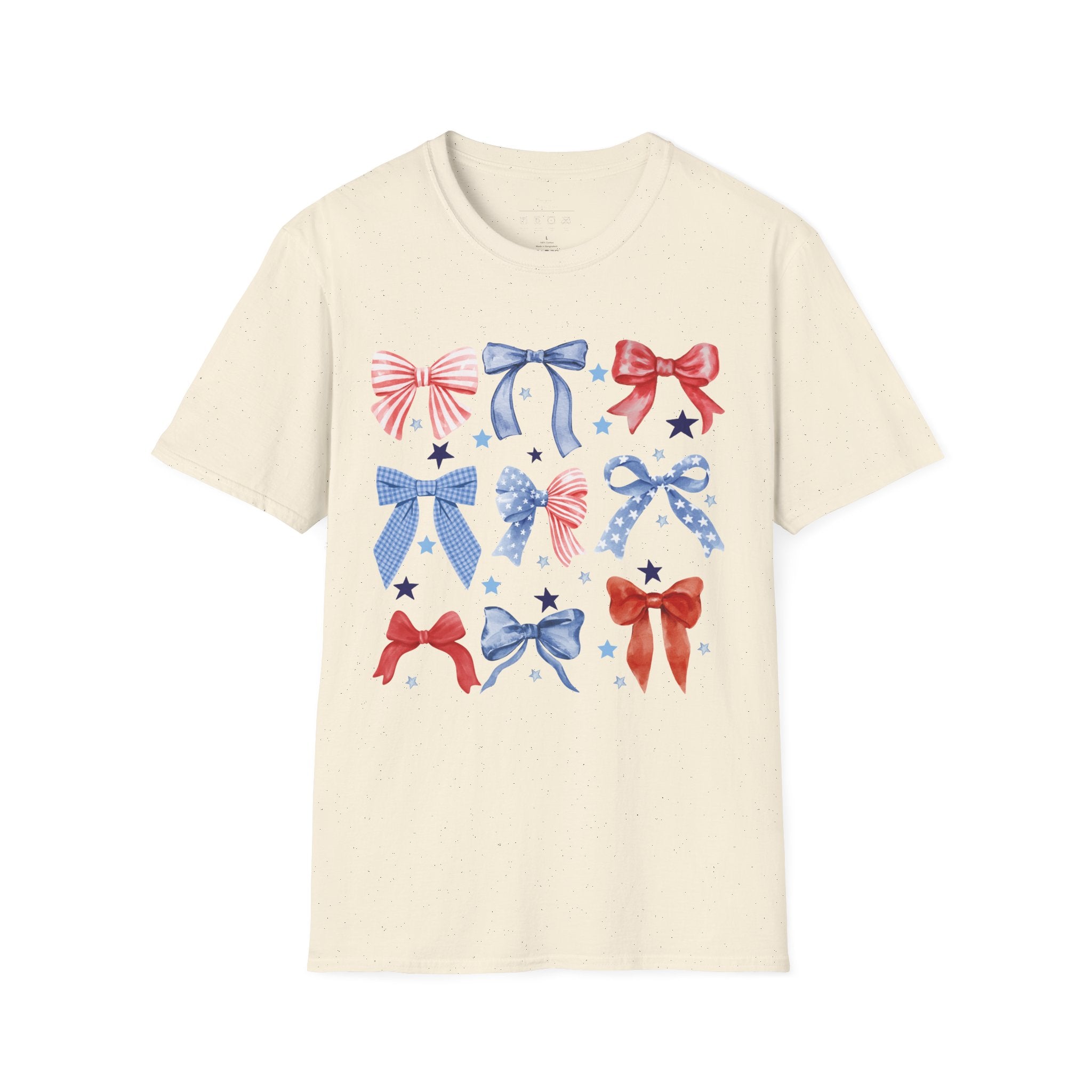 Patriotic Red White Blue Bow T-Shirt — Stars & Ribbon Graphic Tee