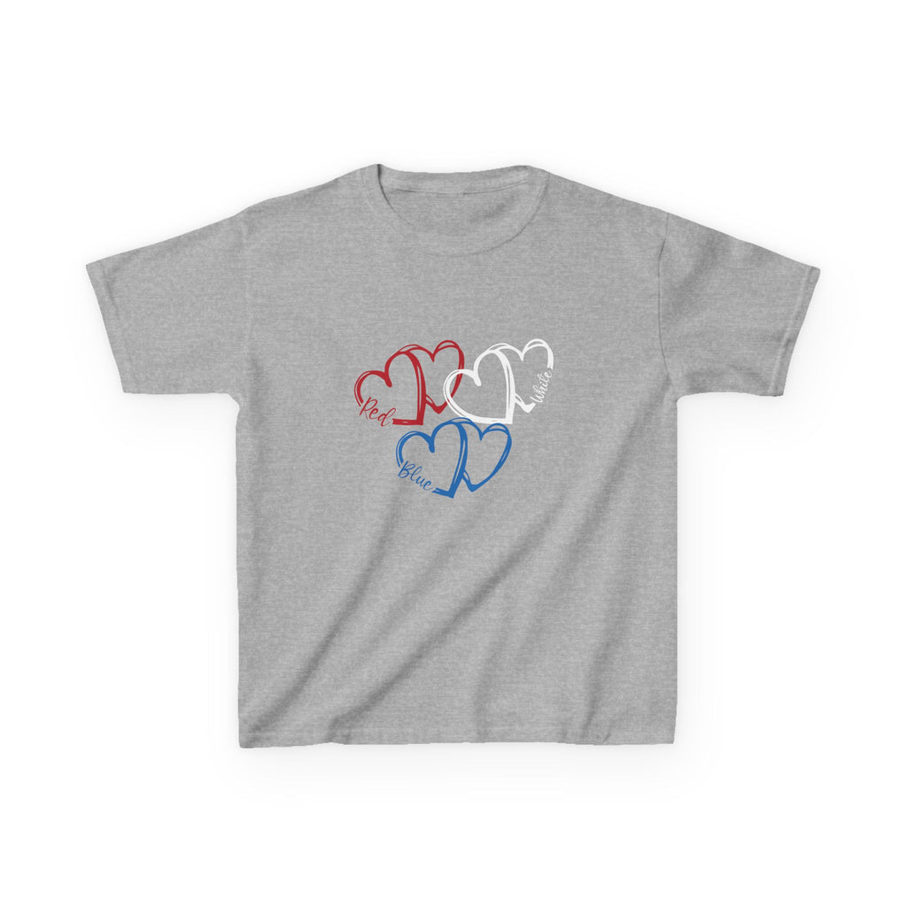 Youth, Kids Tee — Red & Blue Heart Sketches "You & Me" Casual Love Shirt