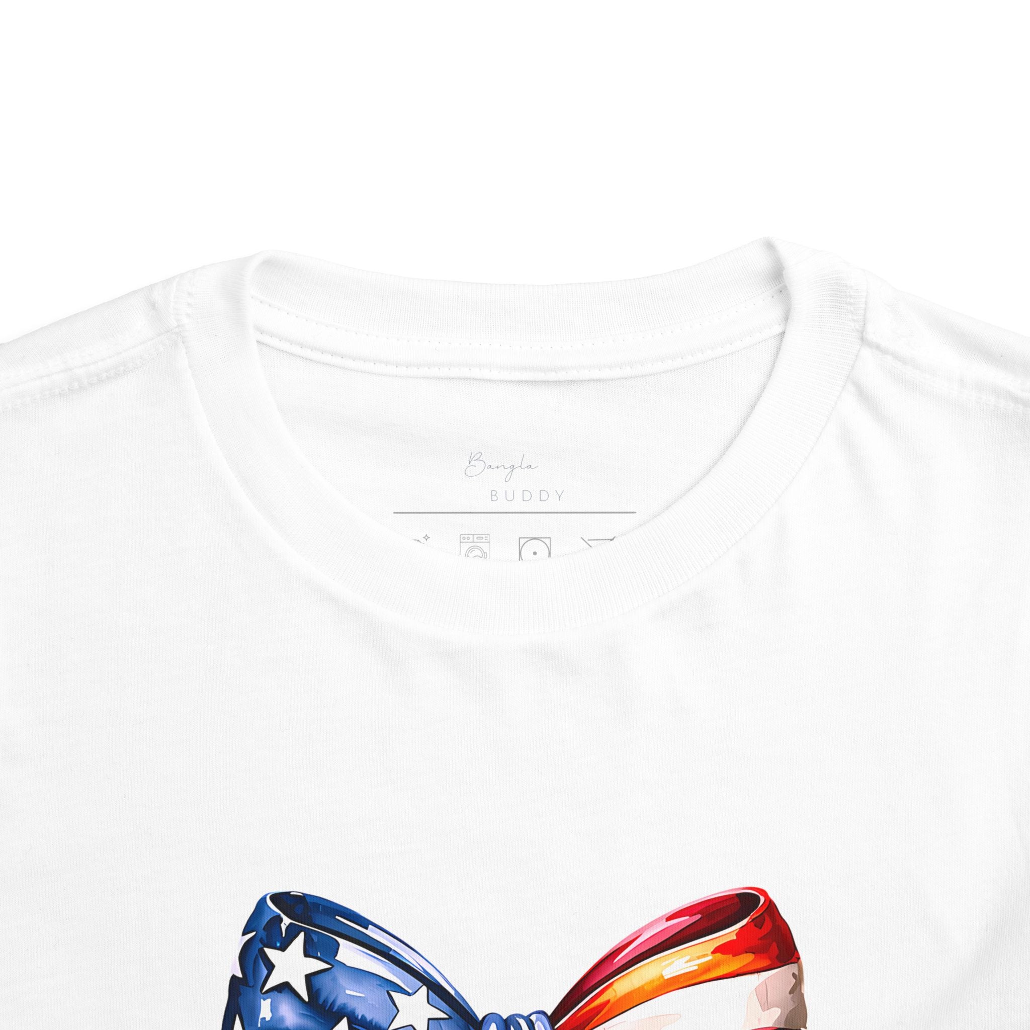 Toddler Tee — Patriotic American Flag Bow Graphic (4th of July Kids Shirt)
