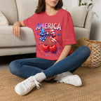 America Patriotic Cherry Graphic T-Shirt — USA Flag Bow 4th of July Tee