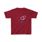 Youth, Kids Tee — Red & Blue Heart Sketches "You & Me" Casual Love Shirt