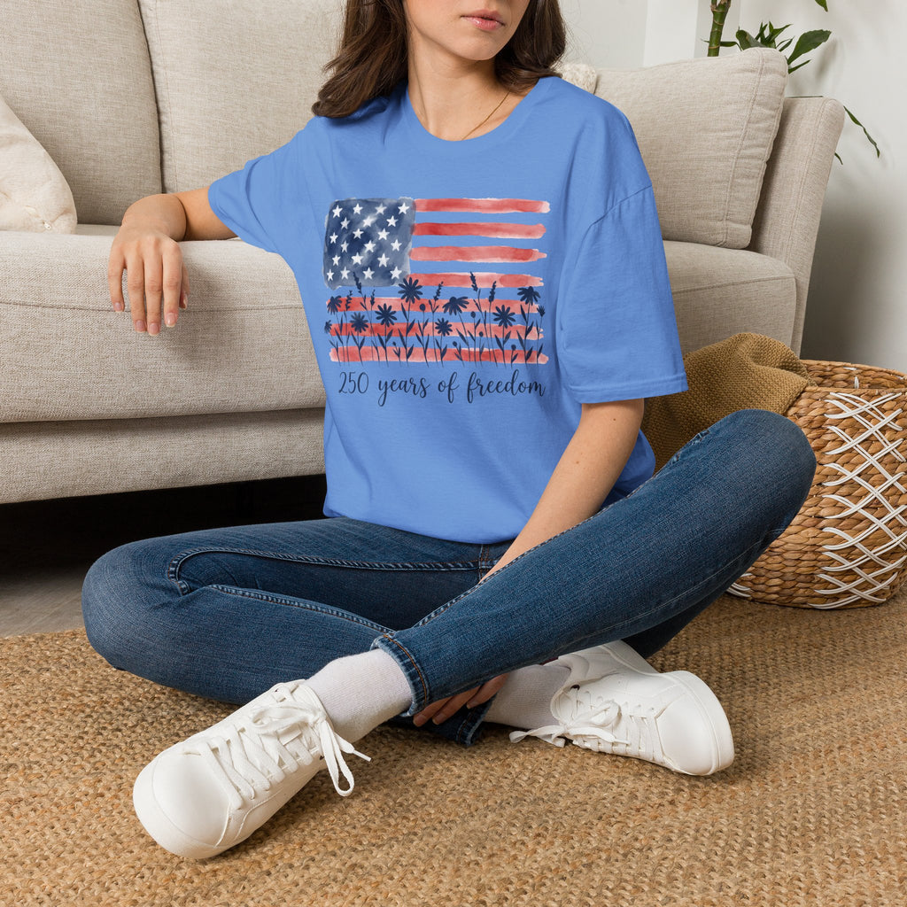 American Flag Palm Trees T-Shirt — “250 Years of Freedom” Patriotic Tee