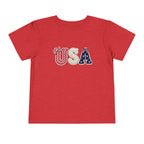 Toddler Tee - "USA" Patriotic Applique Short Sleeve