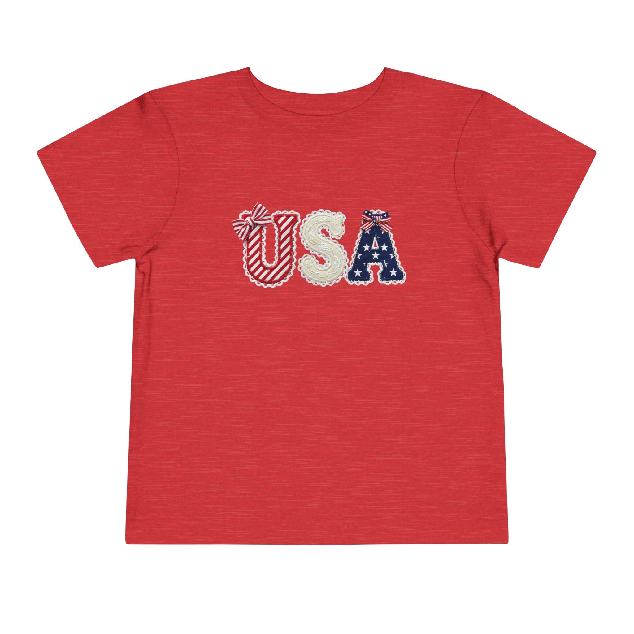 Toddler Tee - "USA" Patriotic Applique Short Sleeve