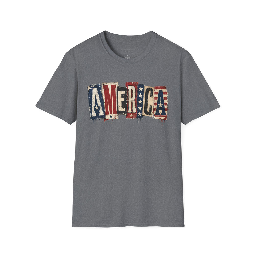 America Vintage Flag T-Shirt — Patriotic USA Graphic Tee for 4th of July