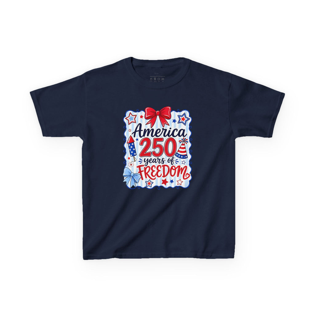Youth, Kids Tee — "America 250 Years of Freedom" Patriotic Fourth of July Shirt