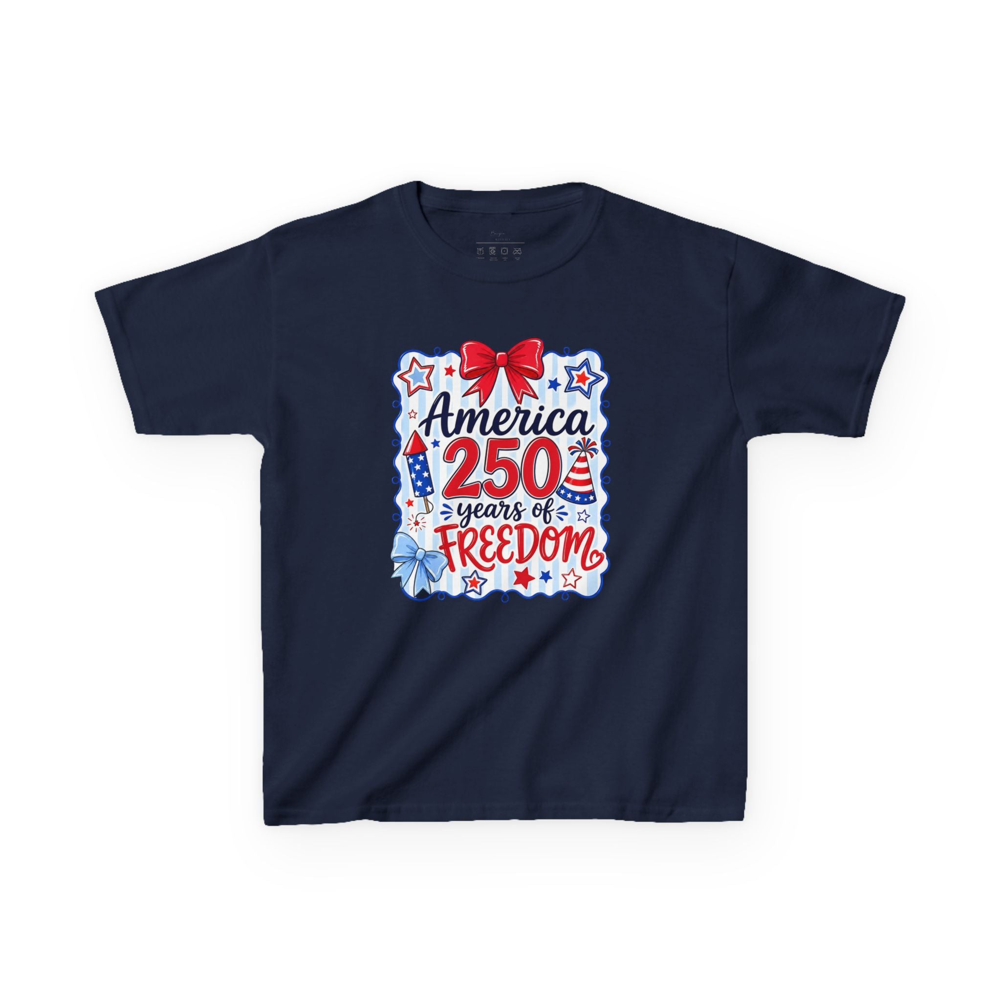 Youth, Kids Tee — "America 250 Years of Freedom" Patriotic Fourth of July Shirt