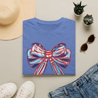 Patriotic Red White Blue Bow T-Shirt — 4th of July Americana Graphic Tee