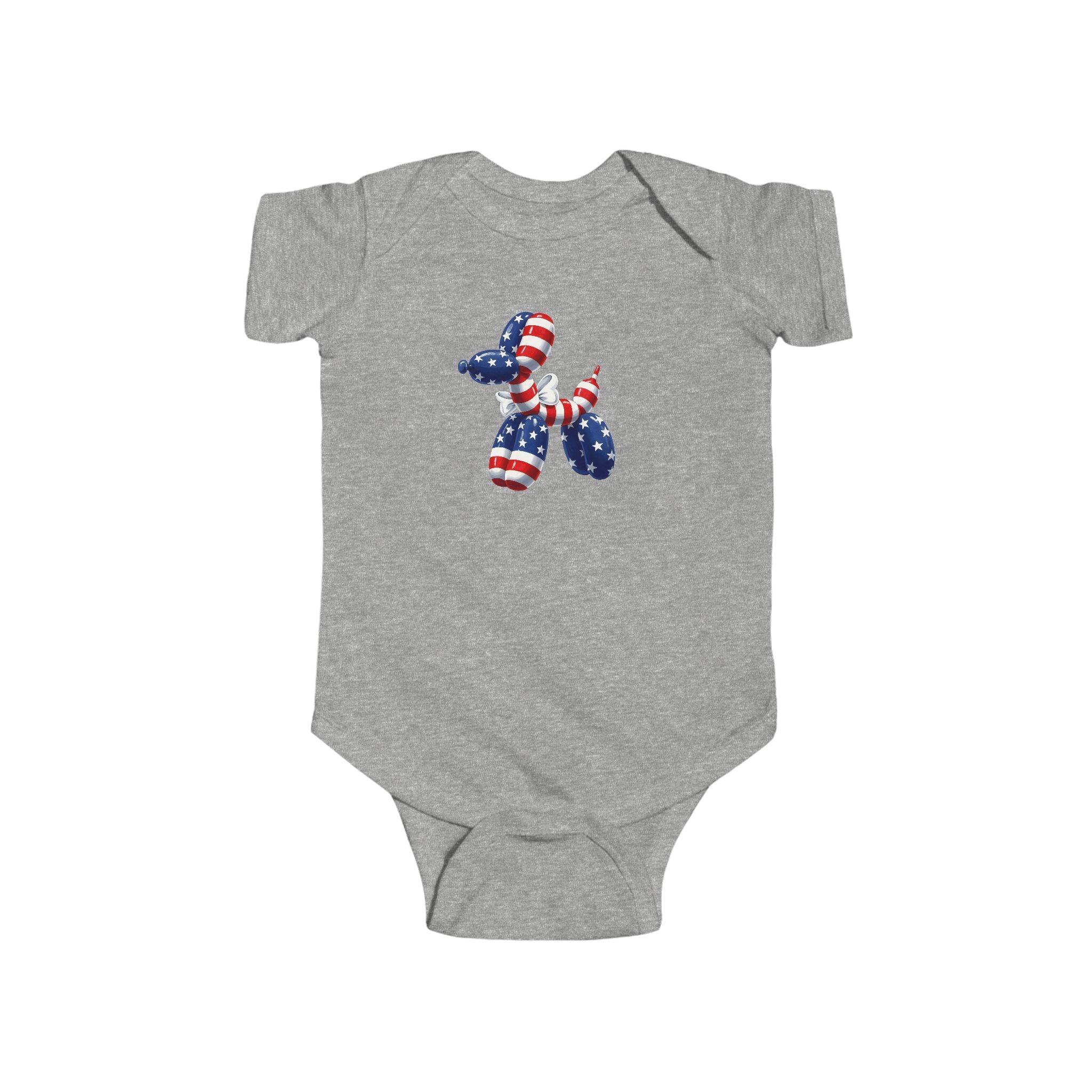 Patriotic Balloon Dog Baby Bodysuit — USA Flag Infant Onesie