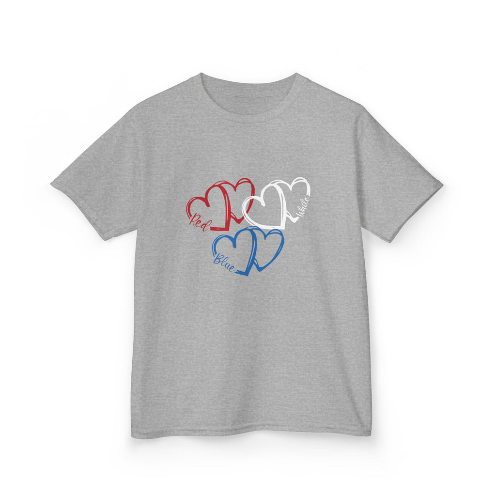Youth, Kids Tee — Red & Blue Heart Sketches "You & Me" Casual Love Shirt