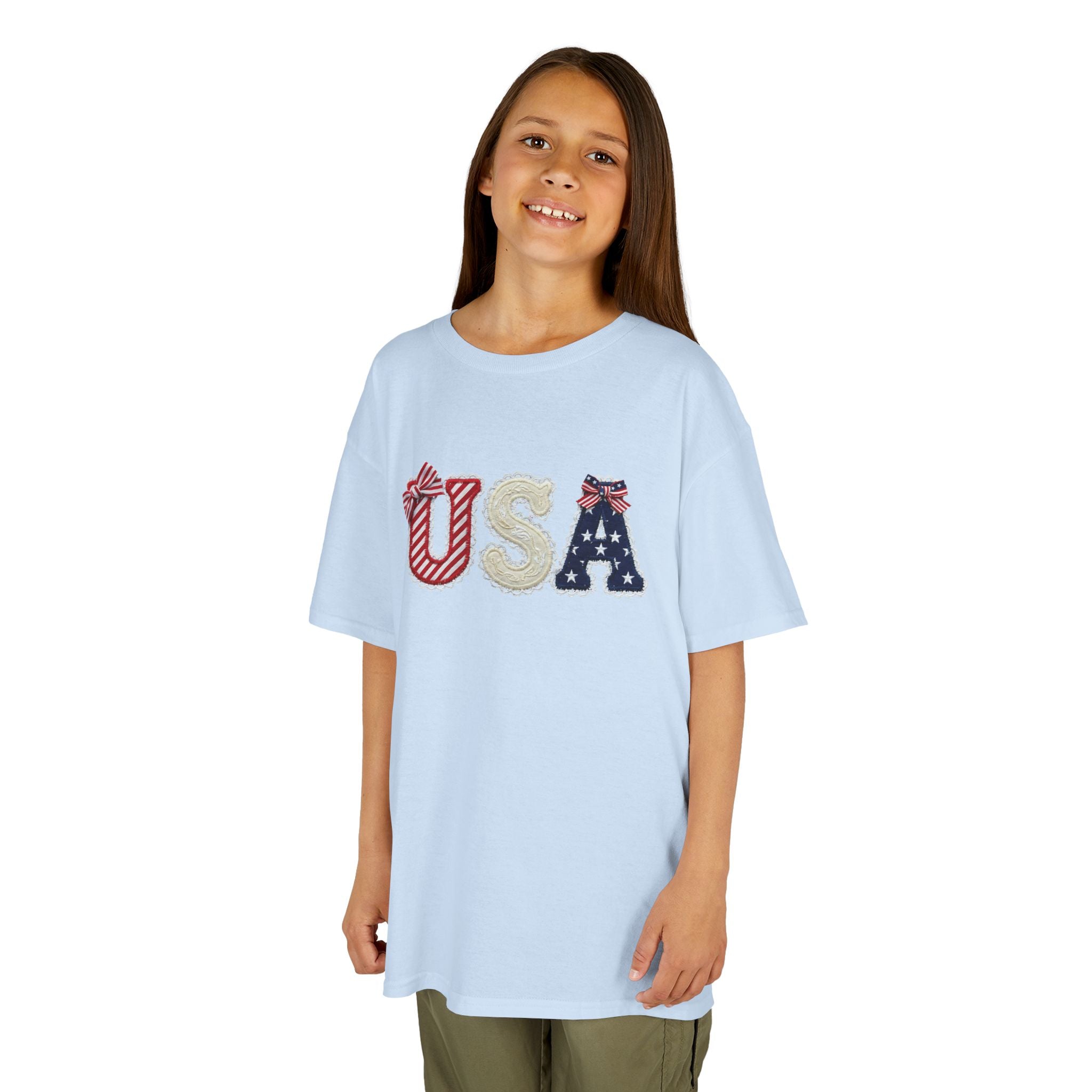 Youth, Kids USA Patriotic Tee — Red White & Blue Flag
