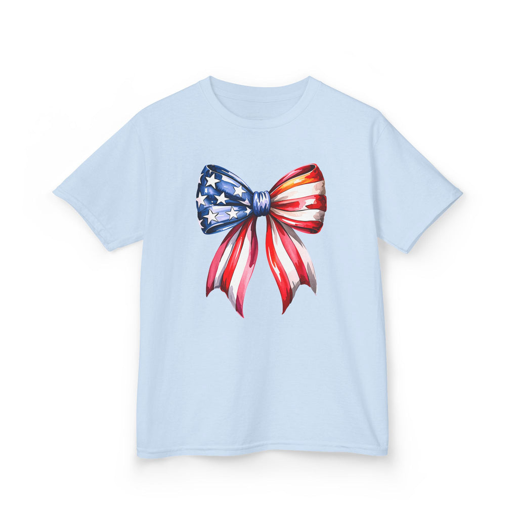 Youth, Kids Tee — Patriotic American Flag Bow Graphic (Fourth of July)