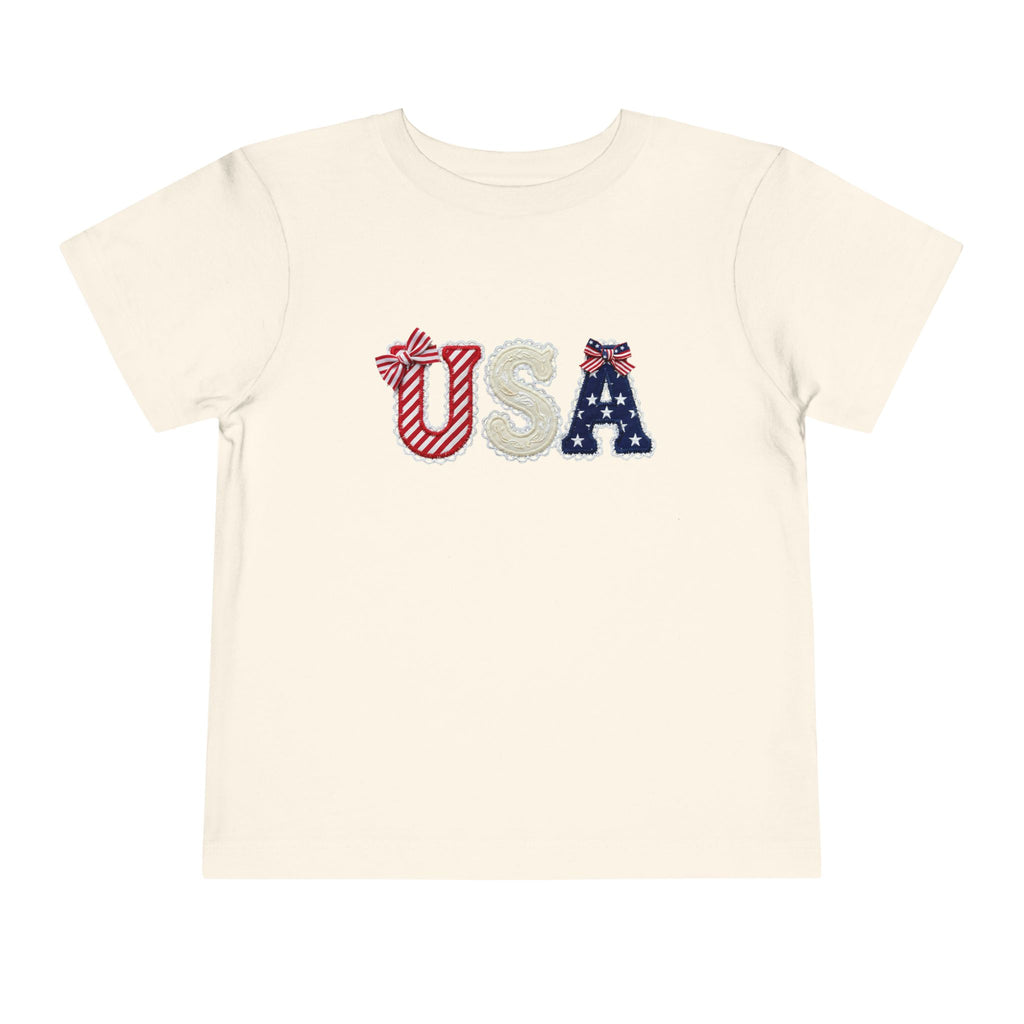 Toddler Tee - "USA" Patriotic Applique Short Sleeve