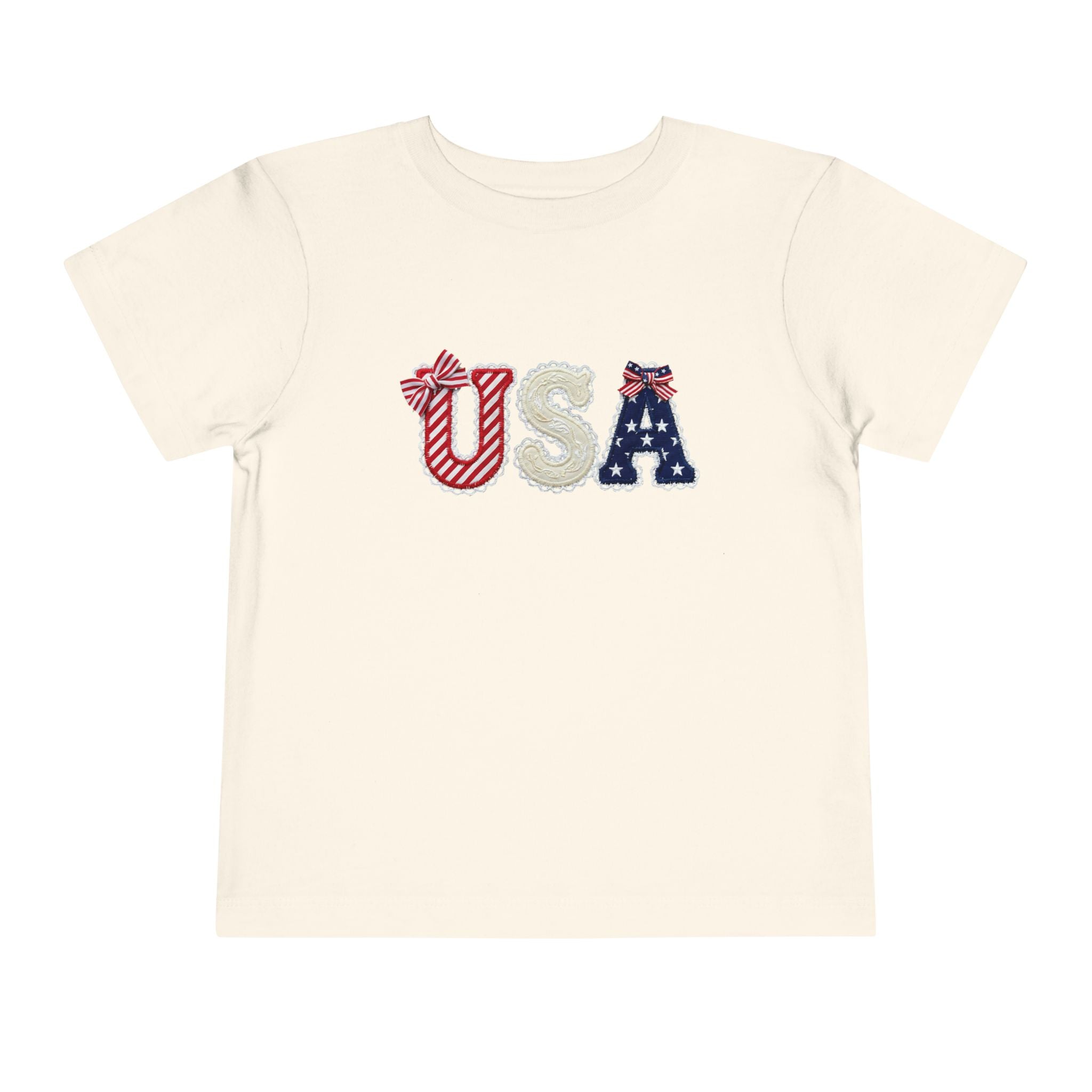 Toddler Tee - "USA" Patriotic Applique Short Sleeve