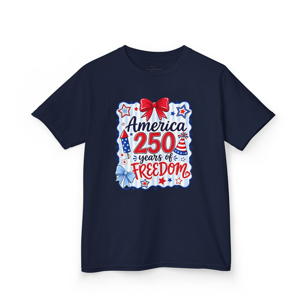 Youth, Kids Tee — "America 250 Years of Freedom" Patriotic Fourth of July Shirt