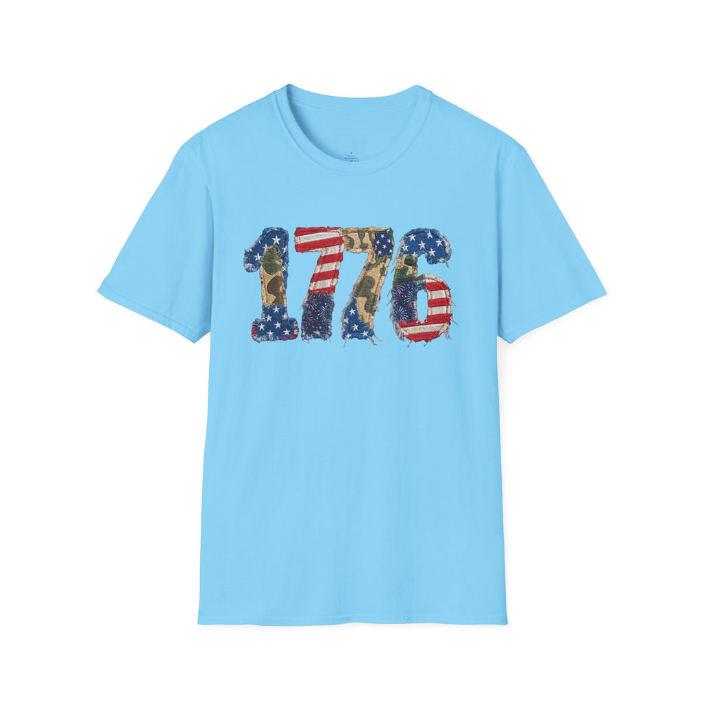 1776 Patriotic T-Shirt — American Flag & Camouflage Vintage Independence Tee