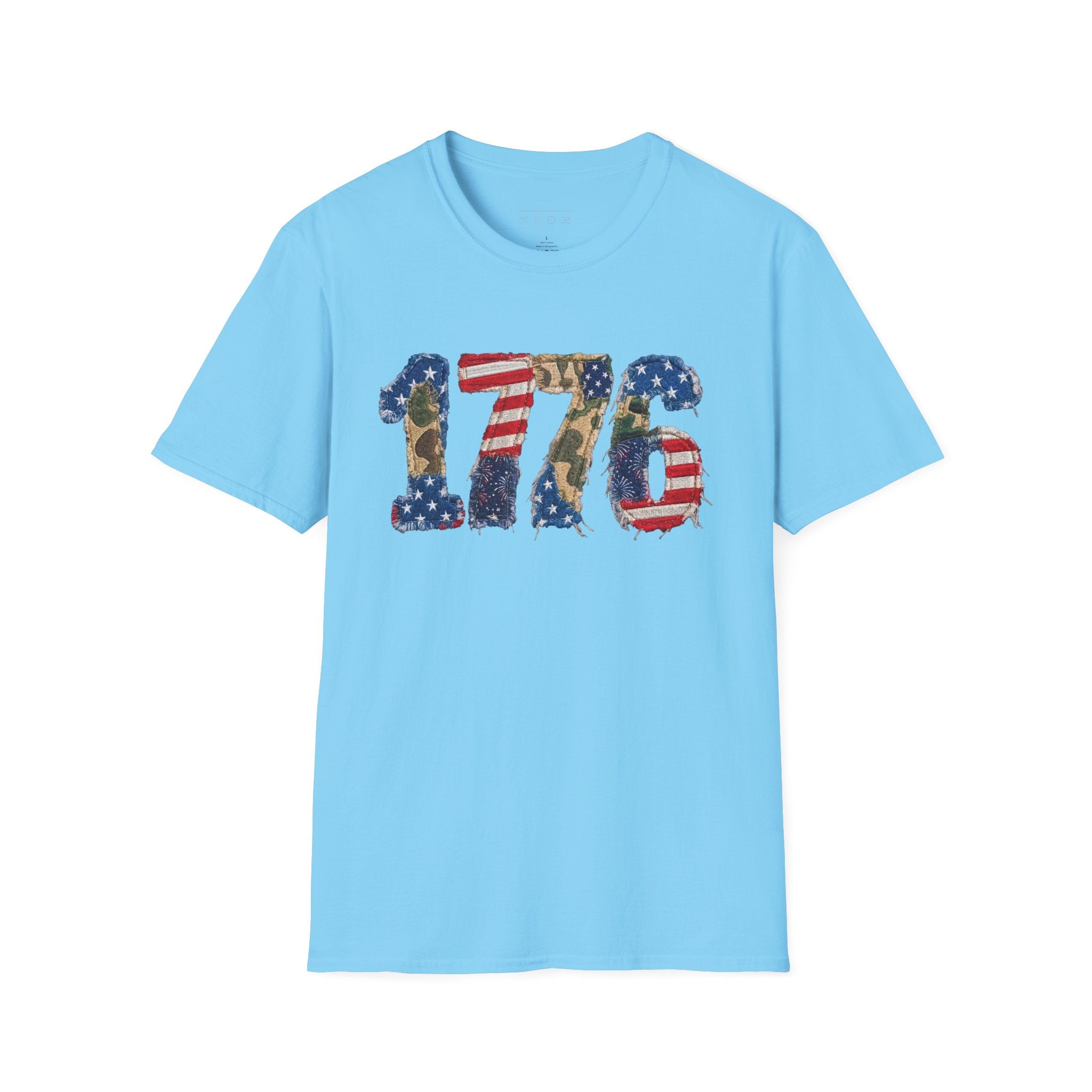 1776 Patriotic T-Shirt — American Flag & Camouflage Vintage Independence Tee