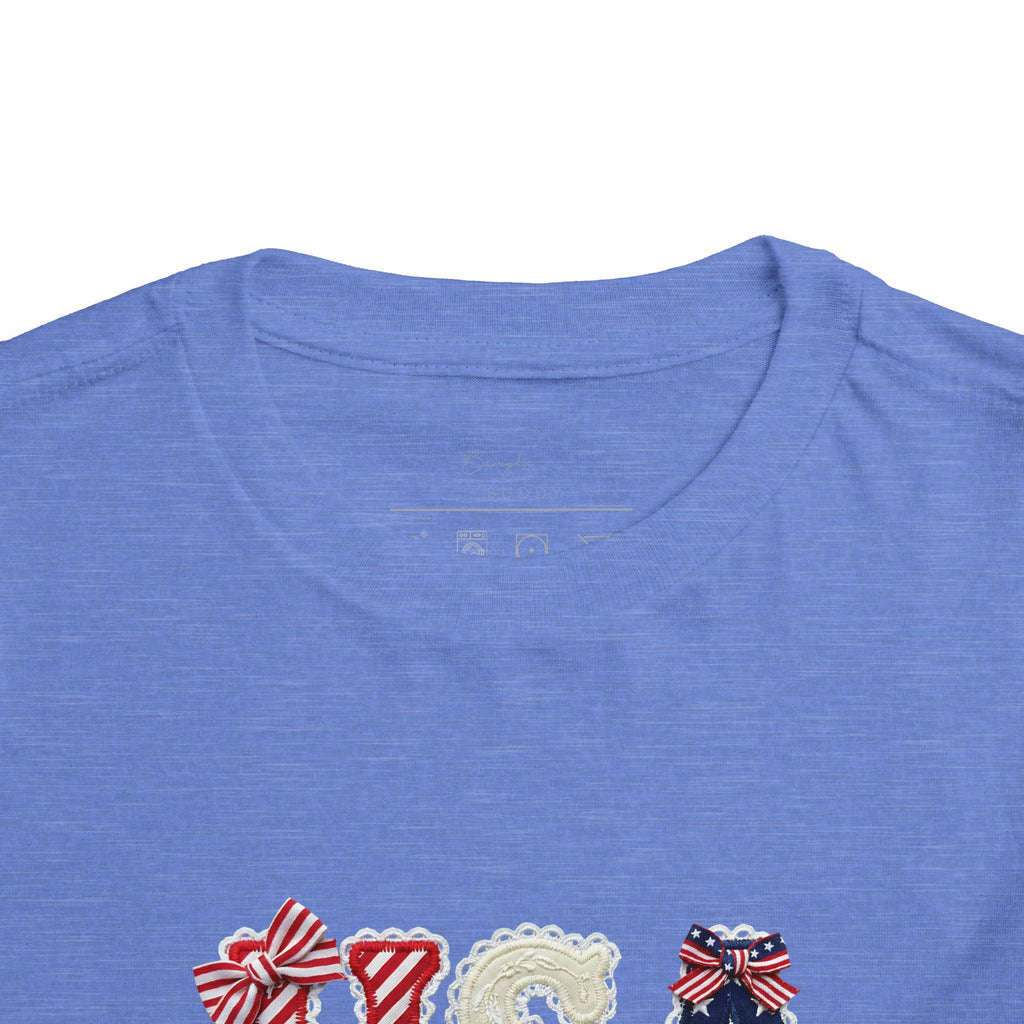 Toddler Tee - "USA" Patriotic Applique Short Sleeve