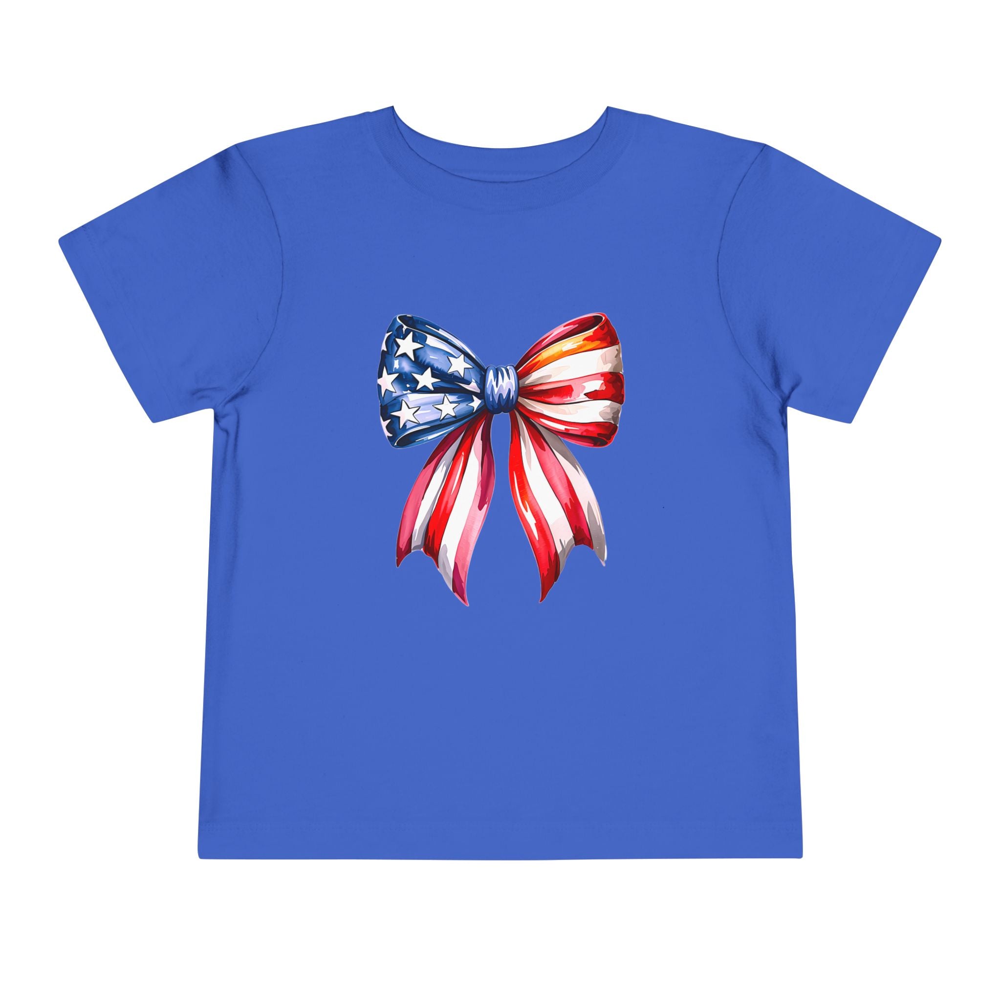 Toddler Tee — Patriotic American Flag Bow Graphic (4th of July Kids Shirt)