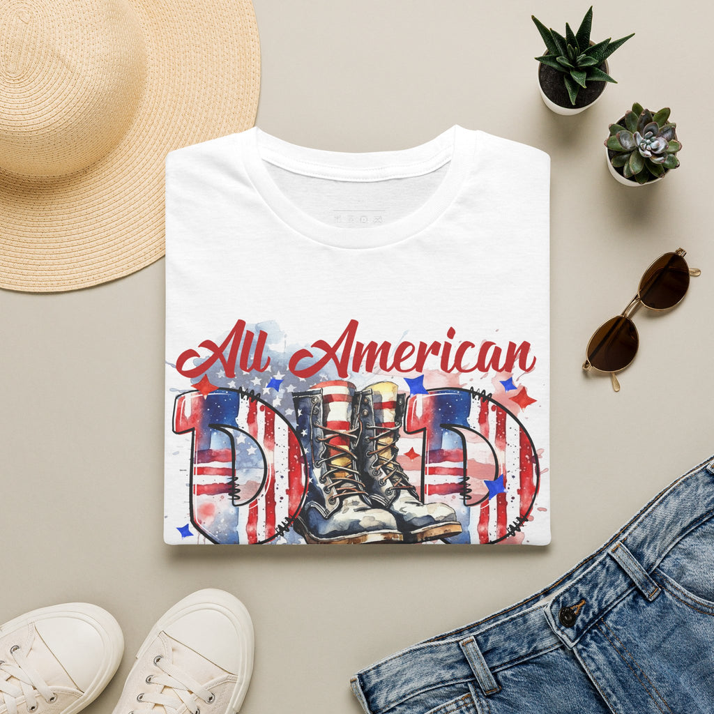All American Dad T-Shirt — Patriotic Flag Boots Graphic Tee for Father's Day & 4th of July
