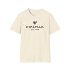 America Est. 1776 Heart T-Shirt — Patriotic USA Independence Day Tee