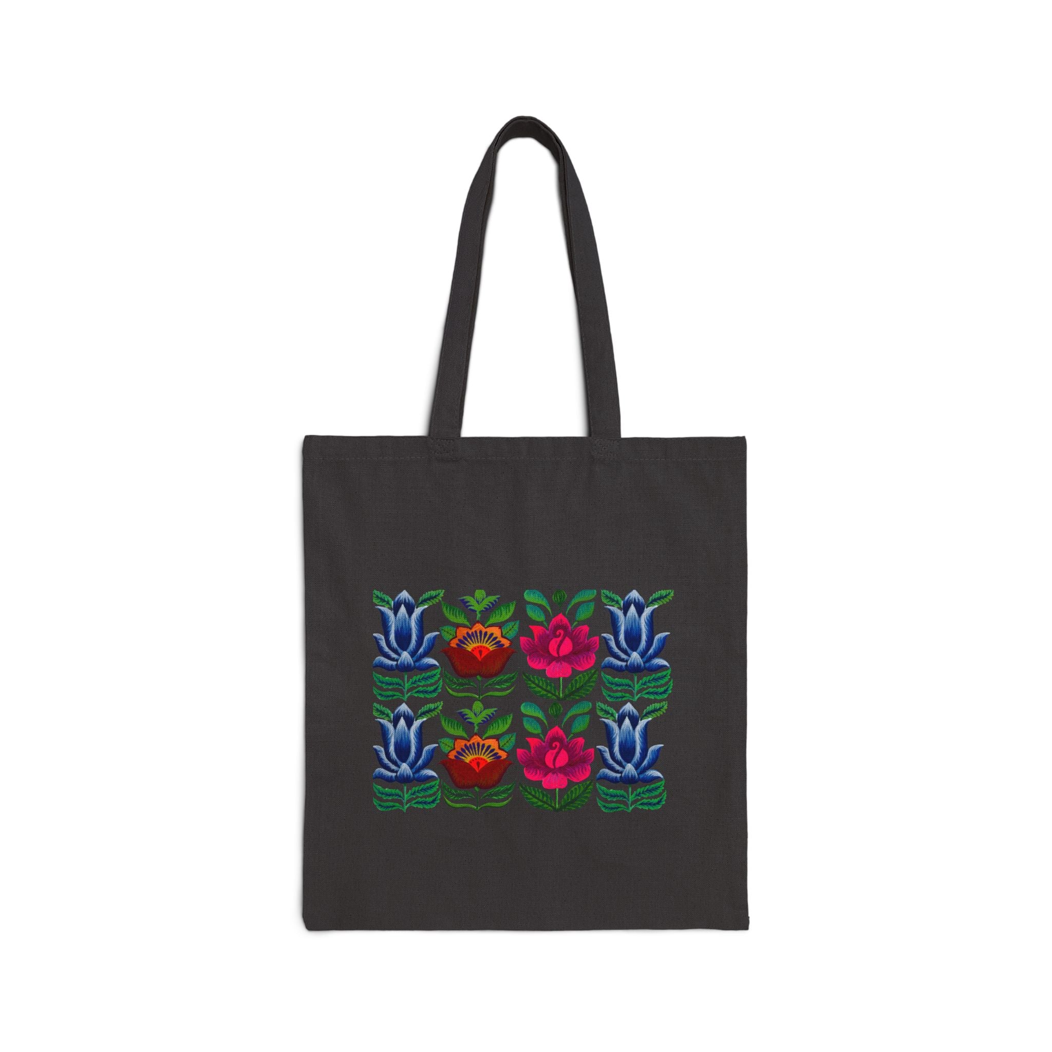Ricksaw Art Canvas Tote — Colorful Tulip & Rose Market Bag
