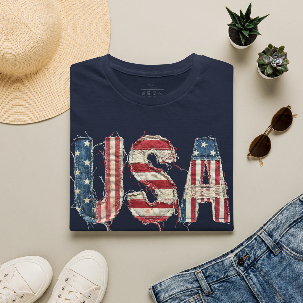 USA Flag Graphic T-Shirt — Distressed Americana Patriotic Tee