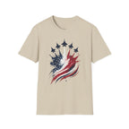 T-Shirt — Patriotic Jet Flyover with American Flag Splash