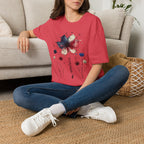 Butterfly Watercolor T-Shirt — Patriotic Red White Blue Floral Graphic