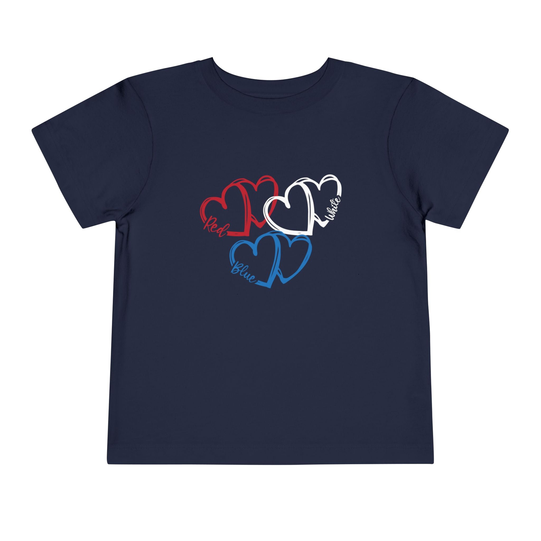 Toddler Tee — Red White Blue Heart Trio